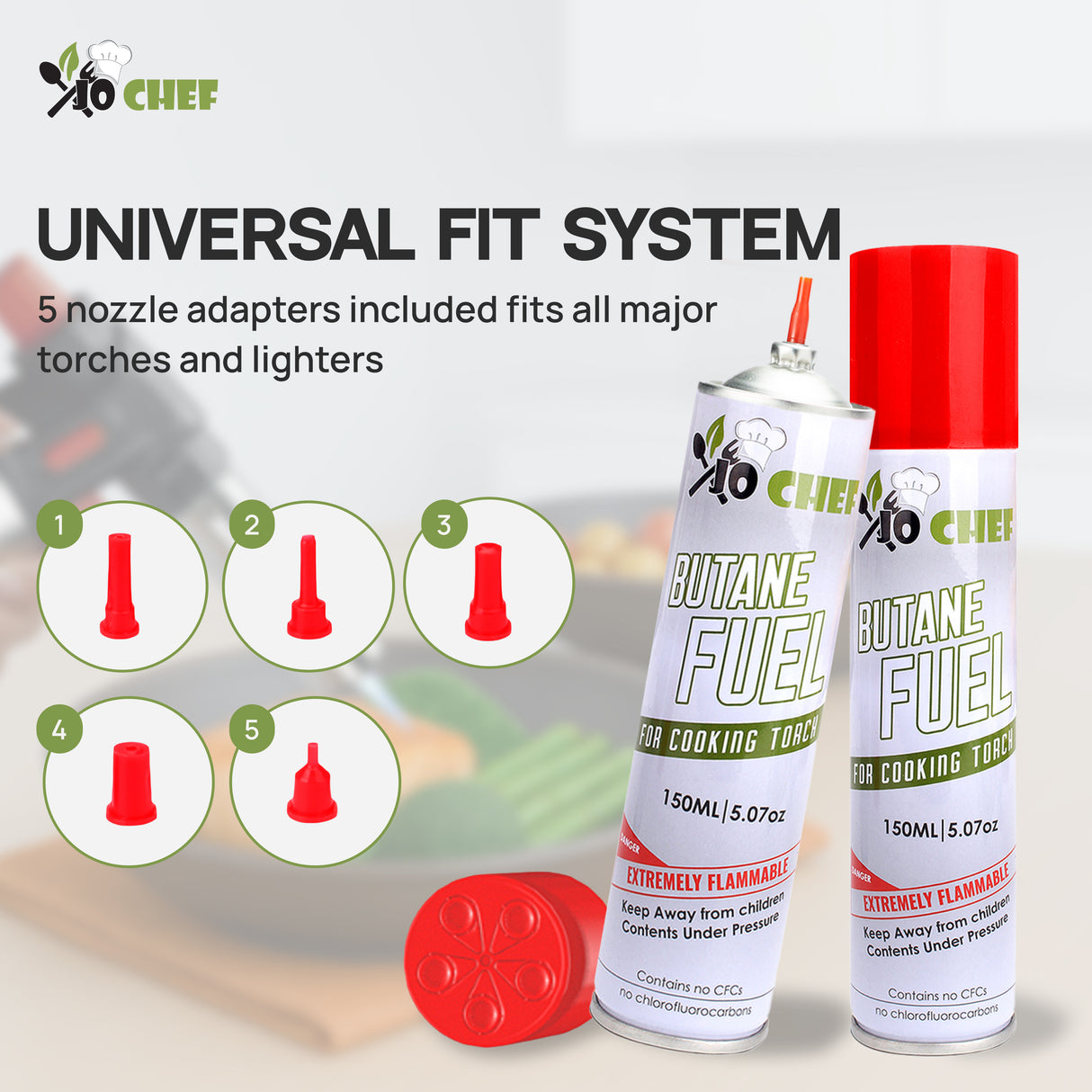 Jo Chef Butane Fuel Refill, 150 mL (5.07 fl oz)