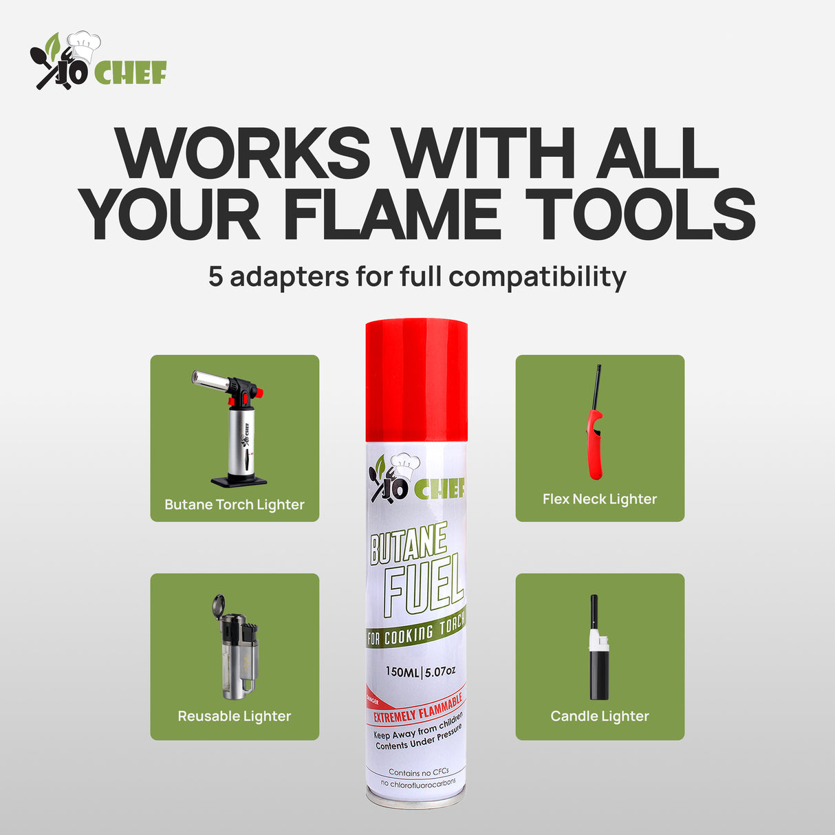 Jo Chef Butane Fuel Refill, 150 mL (5.07 fl oz)