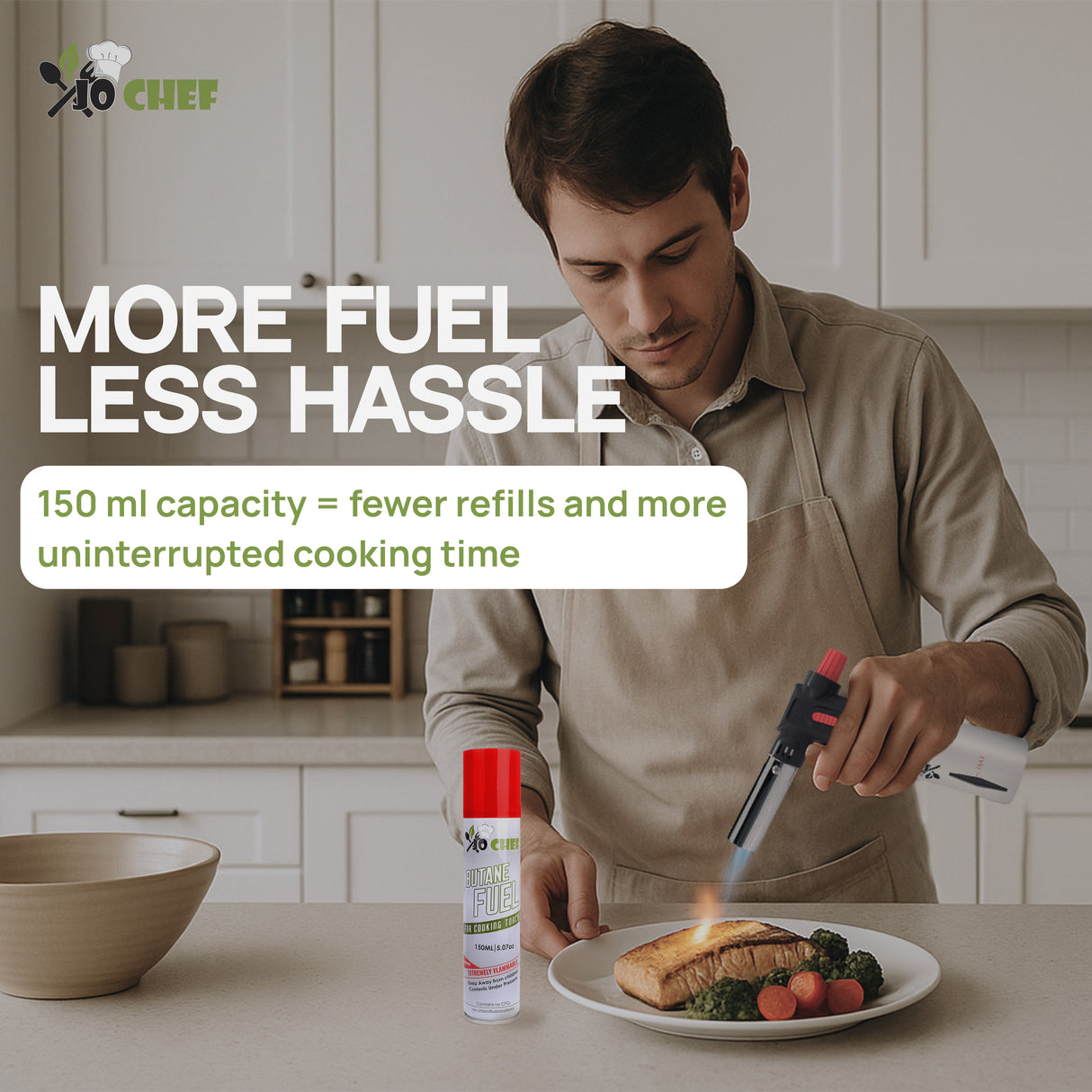 Jo Chef Butane Fuel Refill, 150 mL (5.07 fl oz)